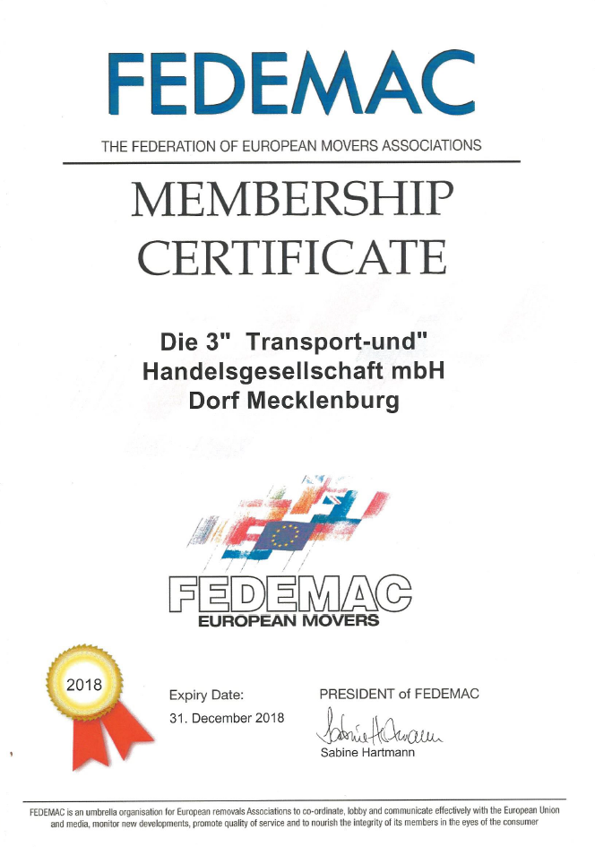 FEDEMAC Zertifikat 2018