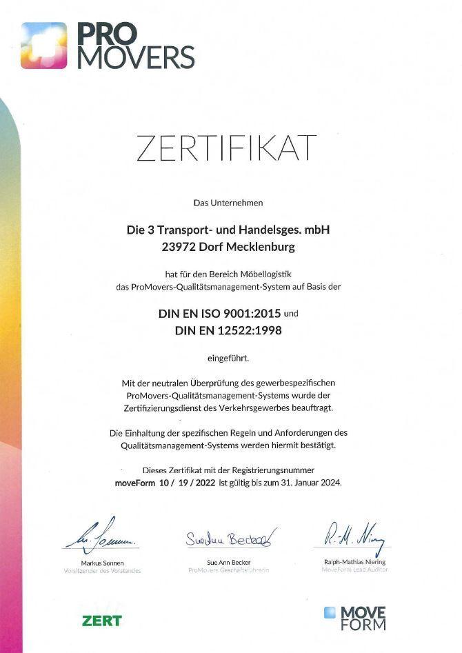 Zertifikat MÖFORM QM 2023